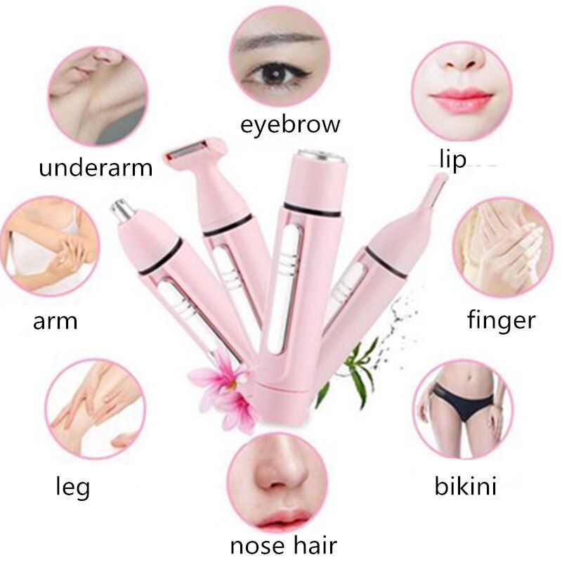 4 IN 1 Portable Women Painless Electric Epilator Shaver Razor