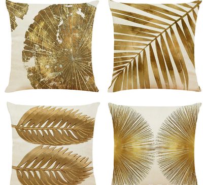 Coussin de sieste de bureau en coton et lin Golden Leaf