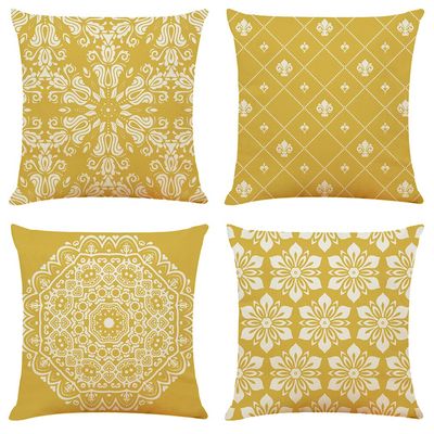 Housse de coussin décorative à imprimé jaune