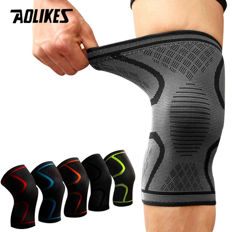 Genouillères de compression élastiques en nylon pour le sport
