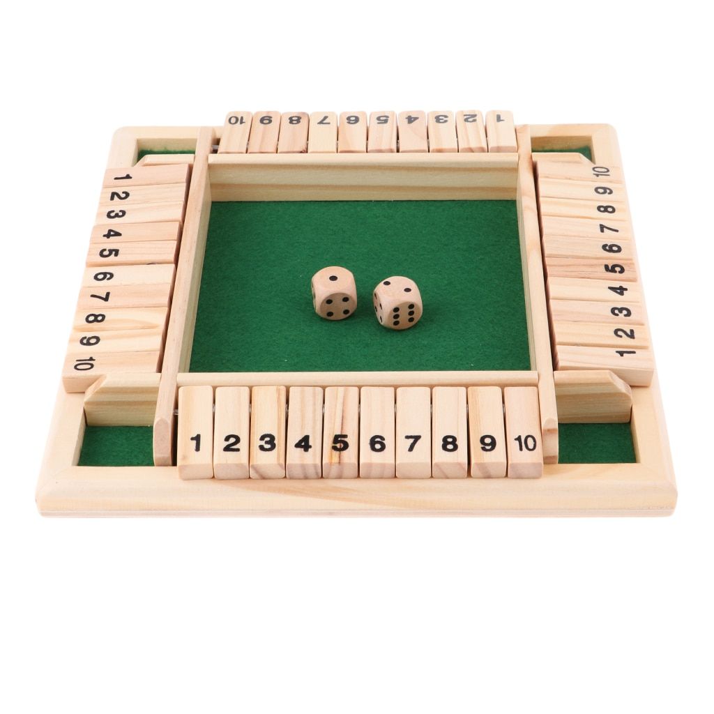 Deluxe Four Sided 10 Numbers Shut The Box Board Game Set