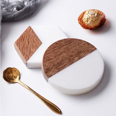Marble Coaster Round Stitching Wooden Coaster