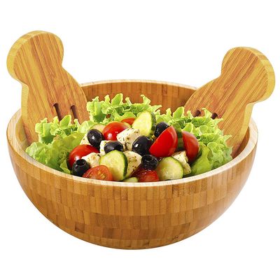 Kitchen Supplies Round Serving Salad Bowl Natural Wood Dishware