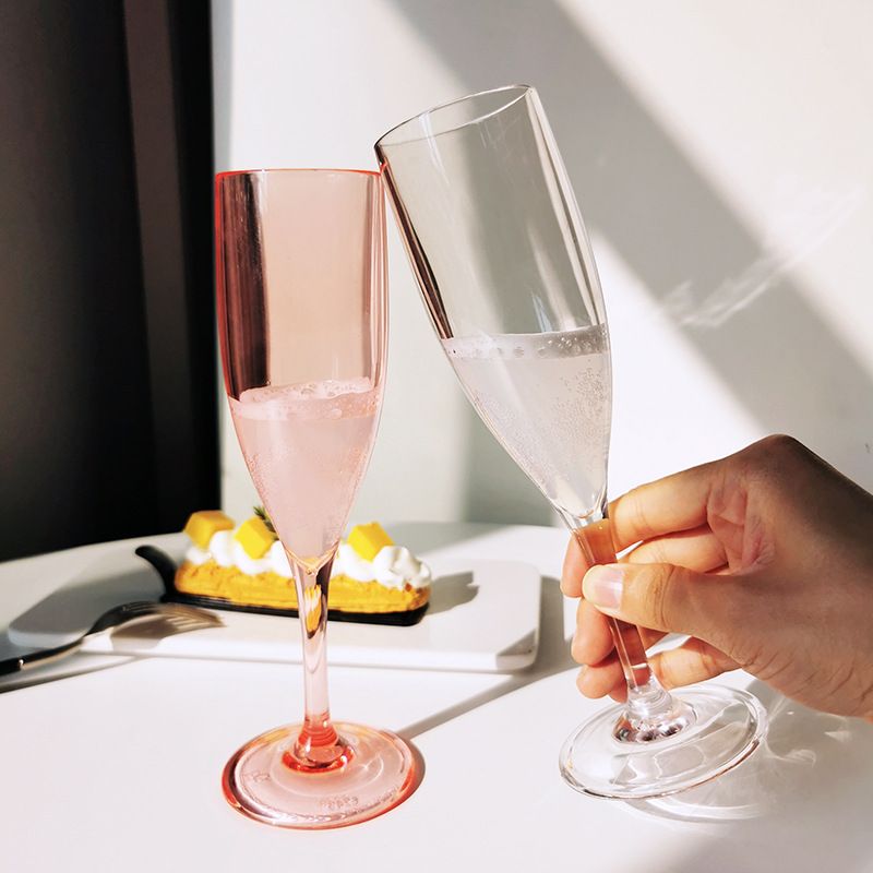 Clear/pink Plastic Champagne Glass Pc Tall Beach Mug Bar Club Wine Glass