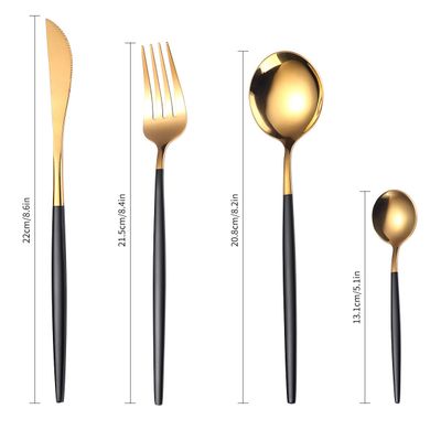 Service de table 24 pièces en acier inoxydable doré