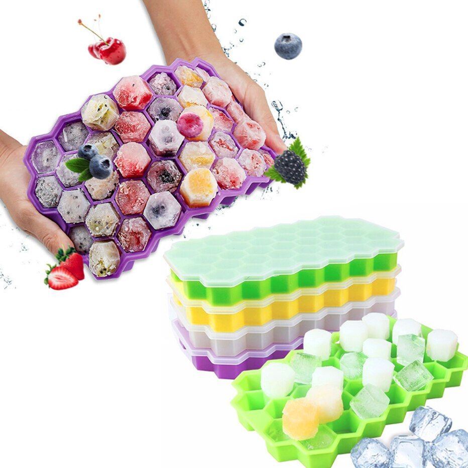 Large Ice Mould Reusable Silicone Ice Cube Mold Removable Lids Ice Mould
