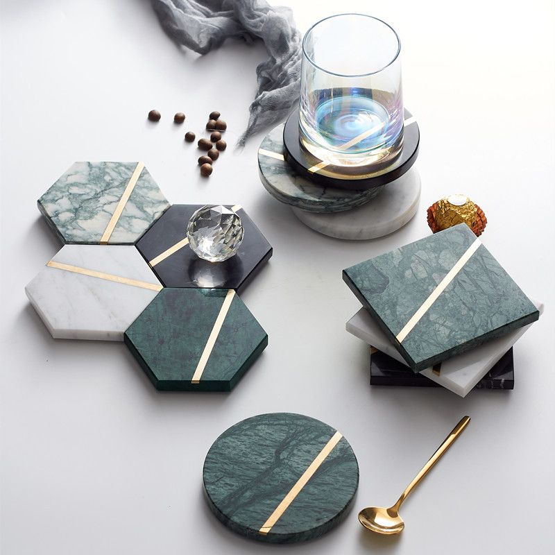 Marble Gold Thread Non-Slip Insulation Coaster