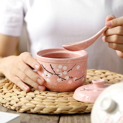 Marmite à soupe en céramique 350 ml en forme de fleur de prunier