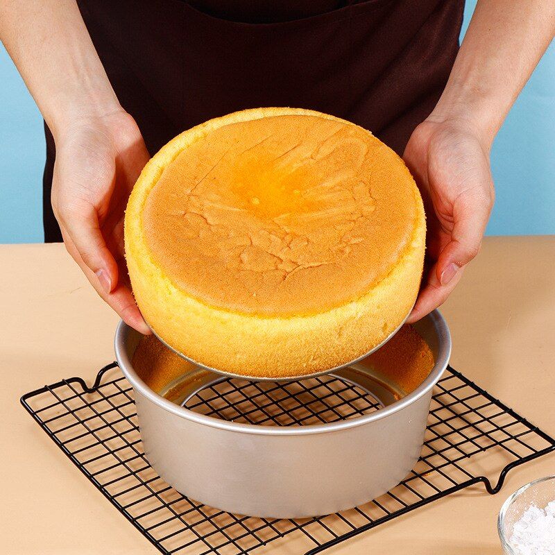 4/6/8 Inch Round Cake Pan Set With Removable Bottom Aluminum Alloy Chiffon Cake Mold