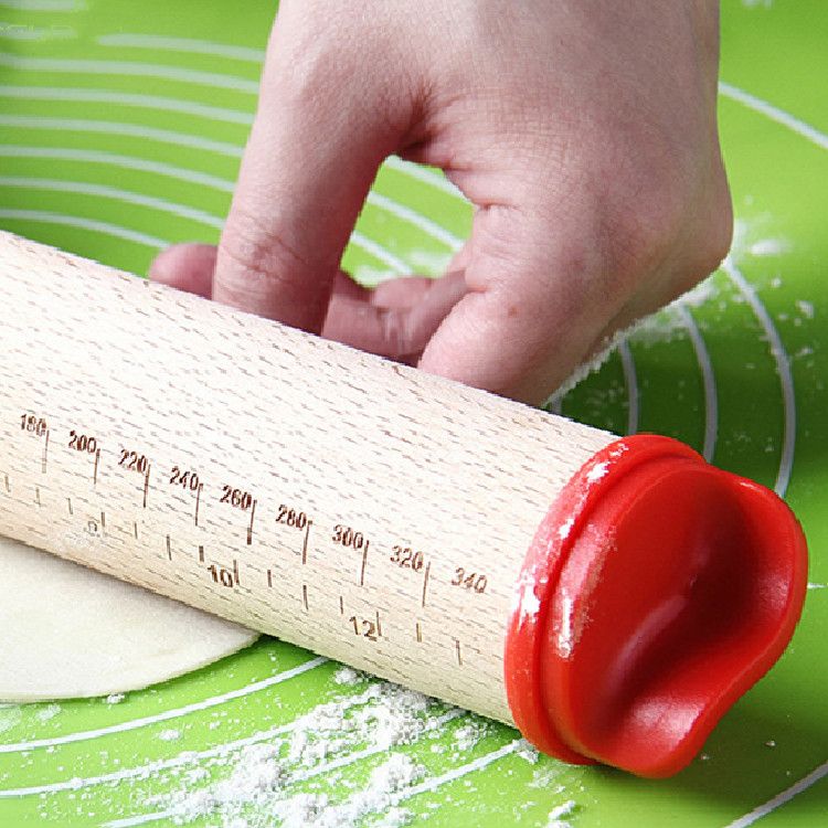 Adjustable Wooden Rolling Pin with Detachable Rings