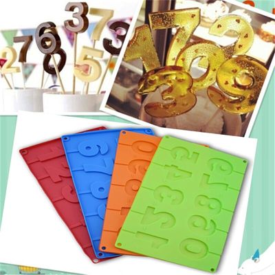 Numbers Shape Lollipop Silicone Molds 3D Chocolate Moulds With Sticks