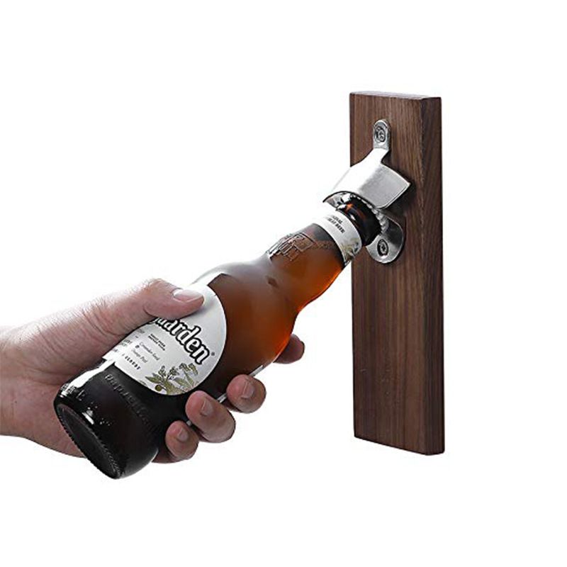 Wooden Bottle Opener Fixed Beer Screwdriver Wall Mount Wooden Bottle Opener