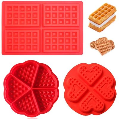 3 Type Silicone Waffle Mold Square Round Shaped Cake Waffle Baking Mould