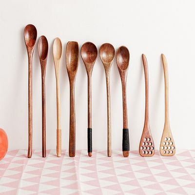 Janpanese Style Natural Wooden Long Handle Spoon