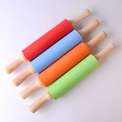 Dough Silicone Rolling Pin Wood Handle Deegroller