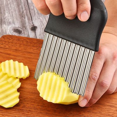 Stainless Steel Potato Chip Slicer Dough Vegetable Fruit Crinkle Wavy Slicer