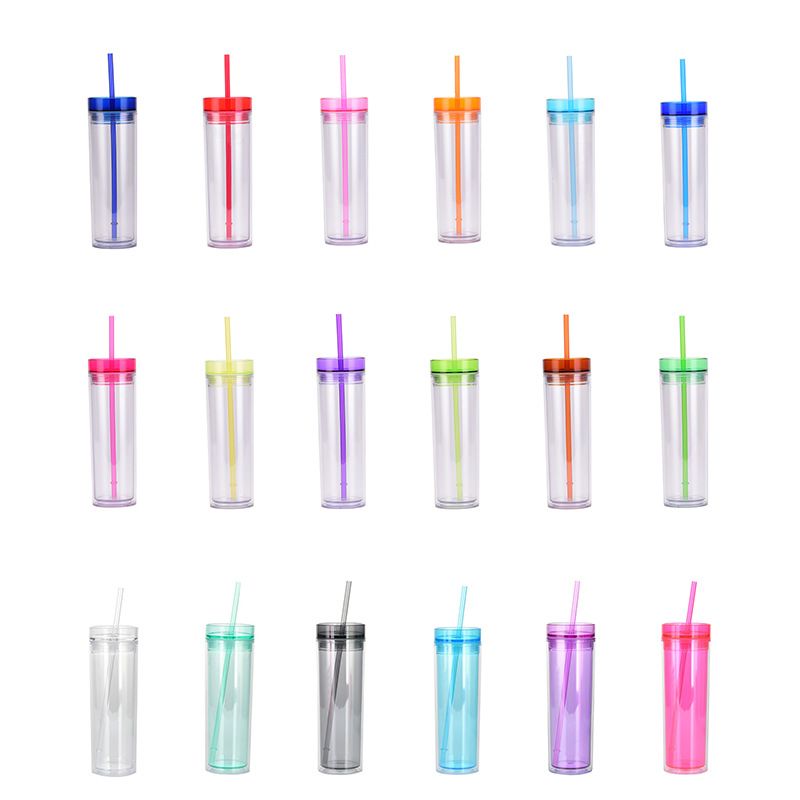 Ins Style Fashion Water Cup Skinny Double Straw Cup
