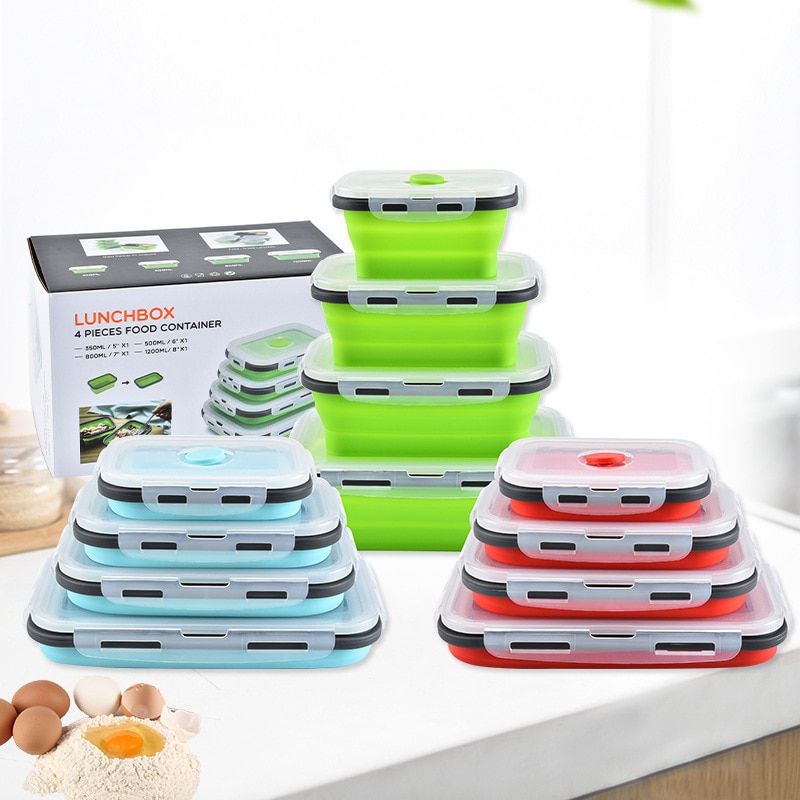 1 Piece Silicone Collapsible Outdoor Lunch Box Food Storage Container
