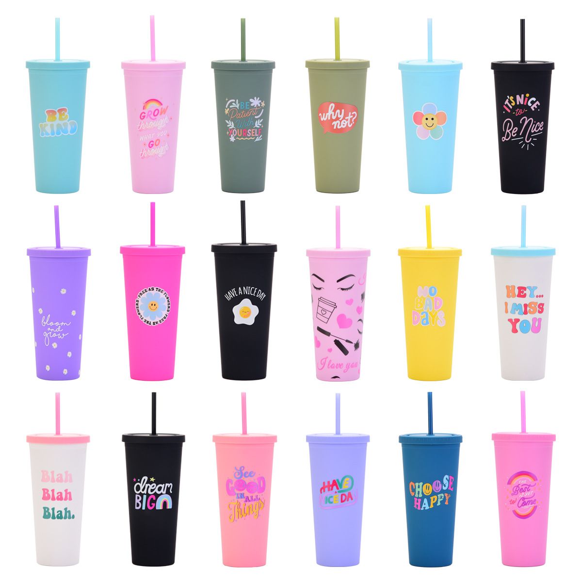 Creative Fashion Pattern Straw Cup Printable Logo Simple Summer Handy Cup