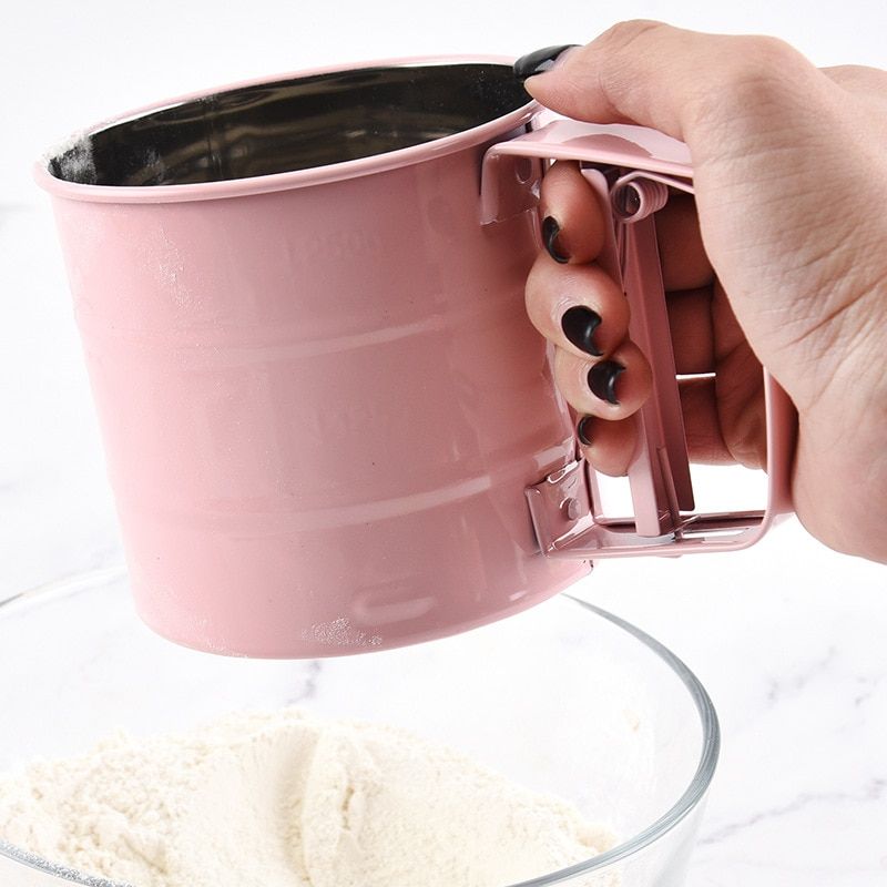 Flour Sifter Baking Tool Semi-Automatic Hand-Held Flour Shaker