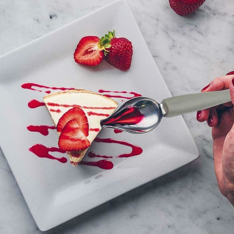 2Pcs Culinary Drawing Spoons Chef Pencil Sauce Painting Spoon