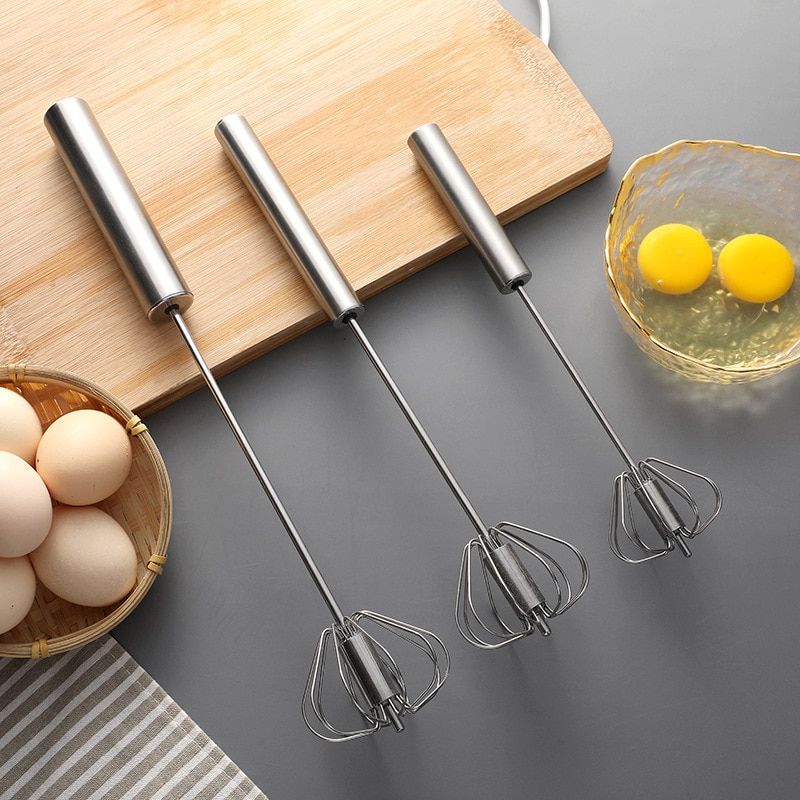 Semi-Automatic Egg Beater 304 Stainless Steel Egg Whisk Manual Hand Mixer
