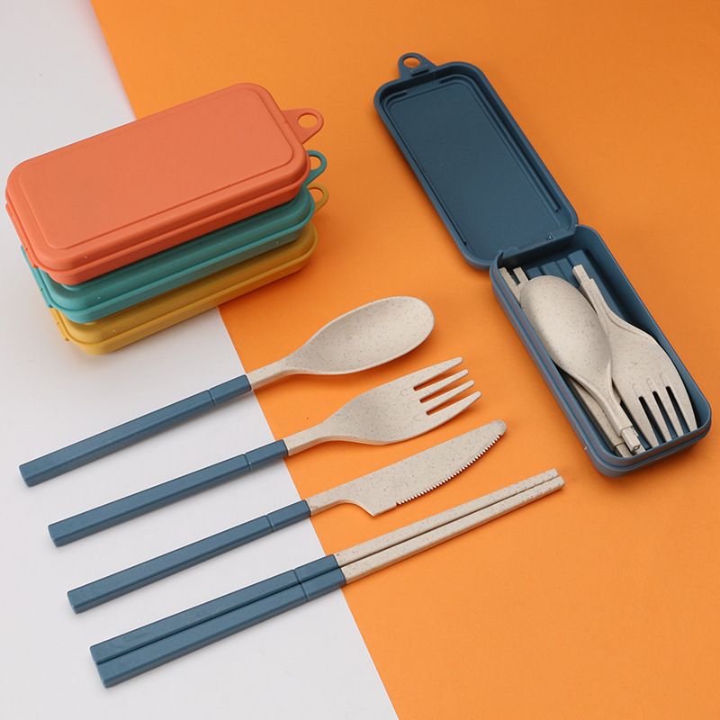 Wheat Straw Portable Tableware Knife Fork Spoon Chopsticks Set
