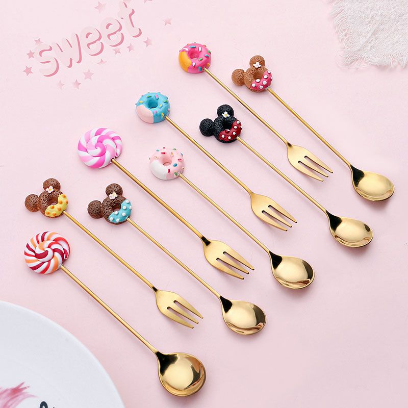 Lovely Stainless Steel Donuts Candy Spoons Forks