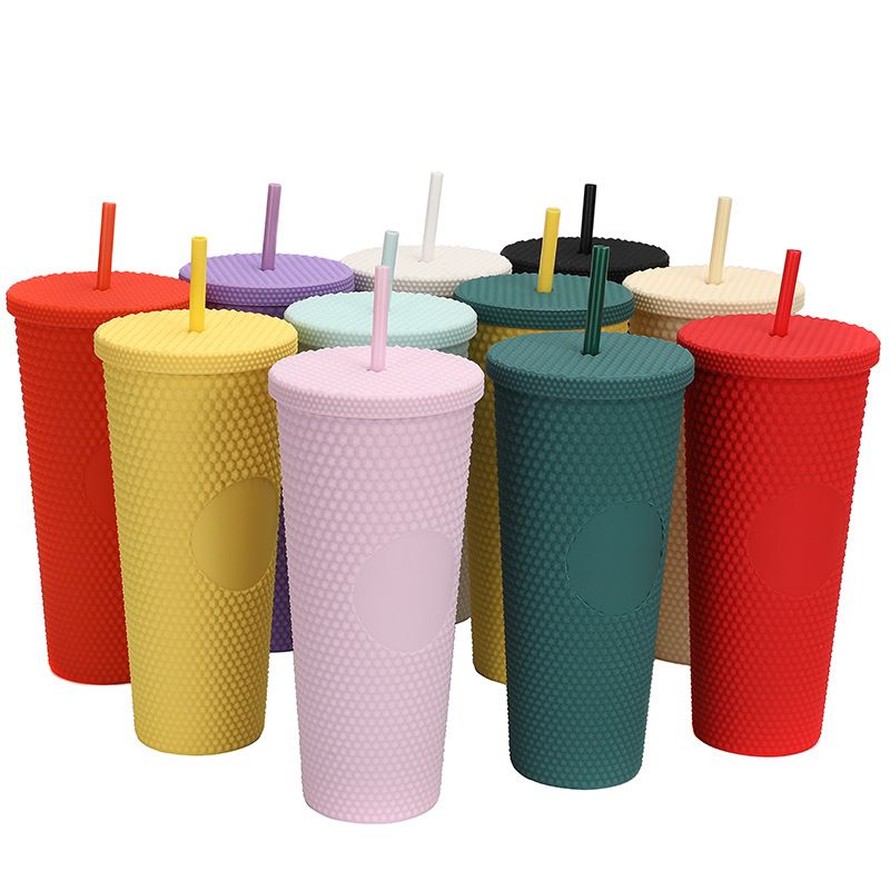 Large Capacity Studded Hand Water Cup Straw Durian Cup