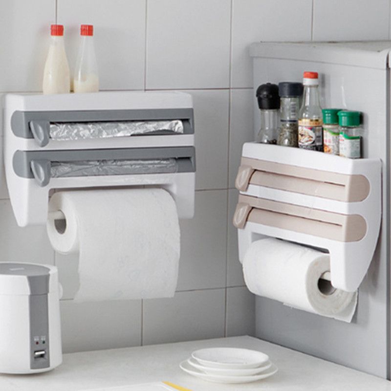 Multifunction Kitchen Organizer Wall-mounted Tin Foil Storage Rack