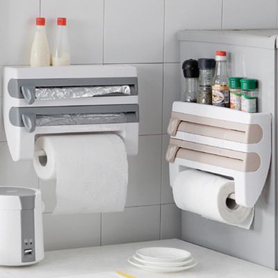 Organisateur de cuisine multifonction, support de rangement mural pour papier d&#39;aluminium