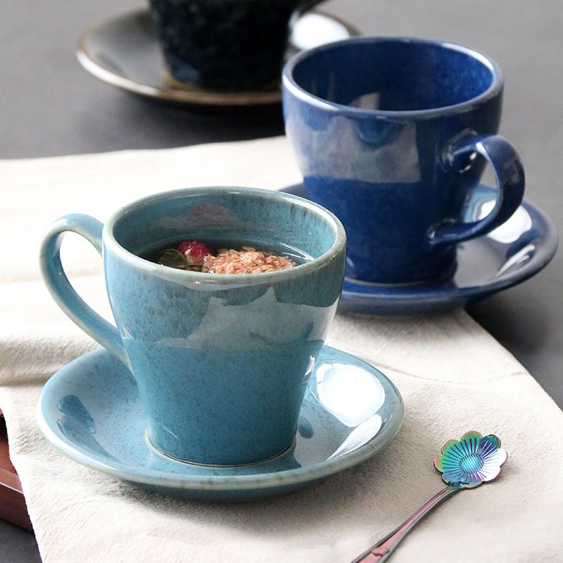 Creative Ceramic Cup And Saucer Set European Retro Coffee Cup