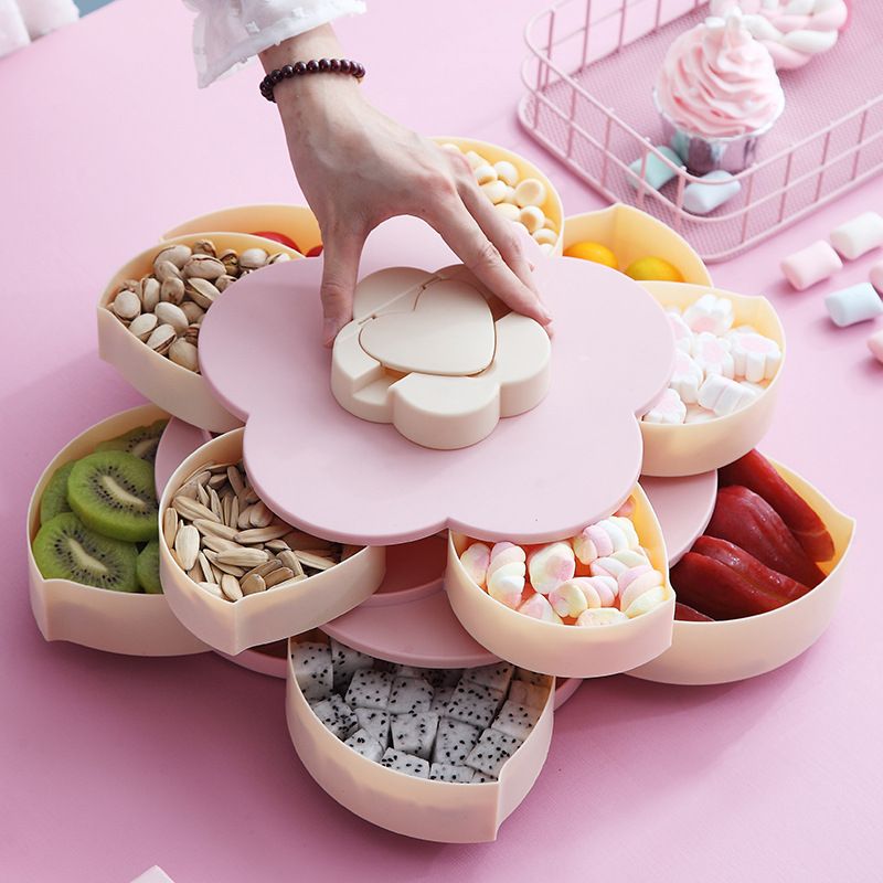 Creative Petal Candy Box Mobile Phone Holder Rotating Dried Fruit Plate Snack Box