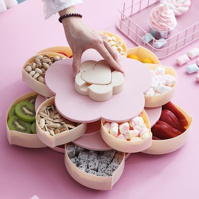 Creative Petal Candy Box Mobile Phone Holder Rotating Dried Fruit Plate Snack Box