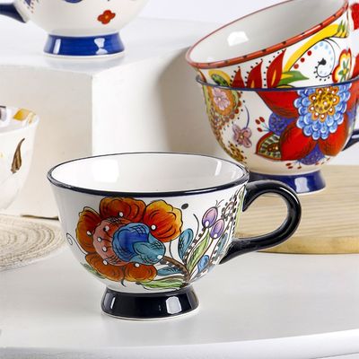 Creative Ceramic Coffee Mug Colorful Household Stem Drinking Cup