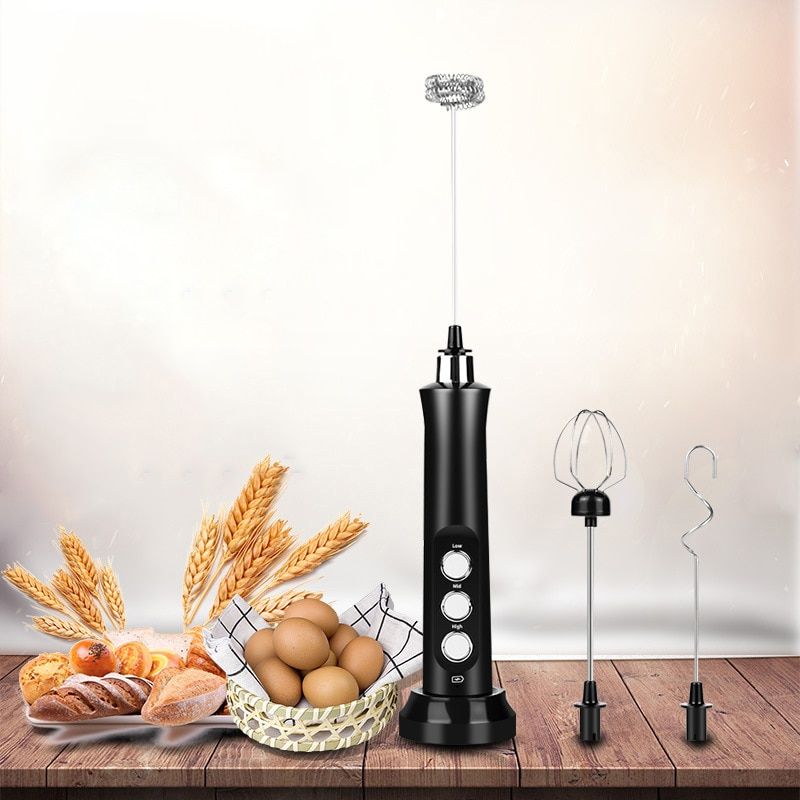 Rechargeable Electric Frother Blender  Handheld Foamer High Speeds Drink Mixer