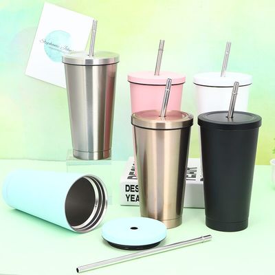 Stainless Steel Double Insulation Straw Cup Water Bottle