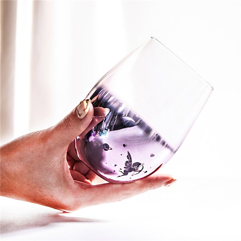 Glass Cup Starry Sky Plating Glasses 550ml Color Water Cups