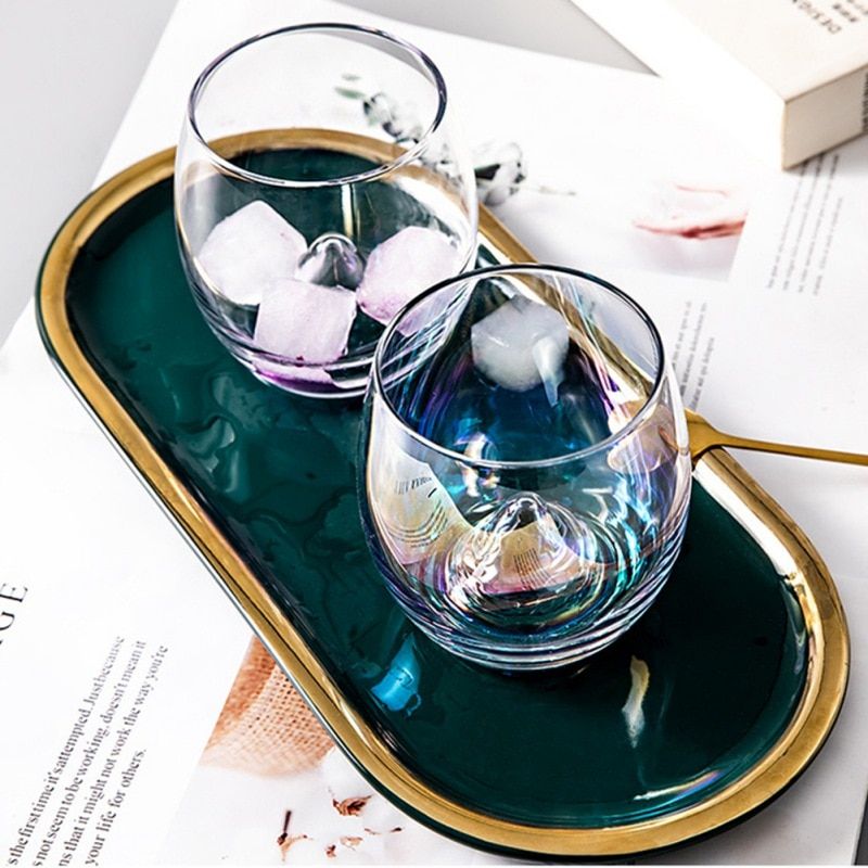 Manual Colorful Iceberg Egg Cup Brief Thickened Transparent Crystal Glass