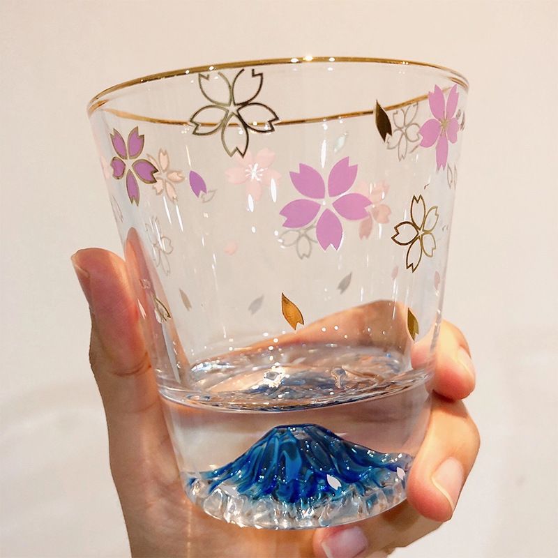 Pink Mount Fuji Snow Mountain Shape Cherry Blossoms Drink Water Tea Cup