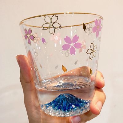 Pink Mount Fuji Snow Mountain Shape Cherry Blossoms Drink Water Tea Cup