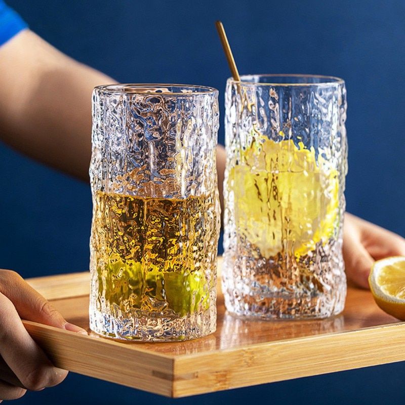 Transparent Glass Cup Bark Hammered Whiskey Crystal Wine Goblet