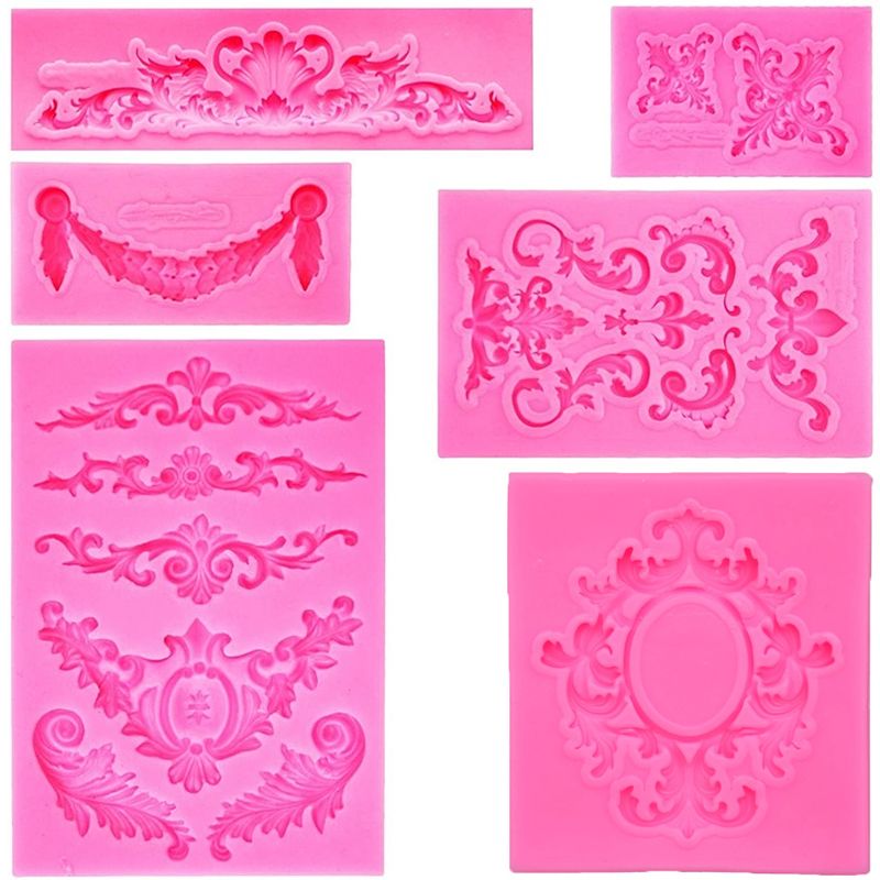 3D Carving Flower Lace Silicone Mold Frame Retro Photo Frame Mold