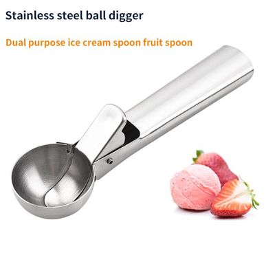 Ice Scoop Stainless Steel Ice Digger Non-Stick Fruit Ice Ball Maker
