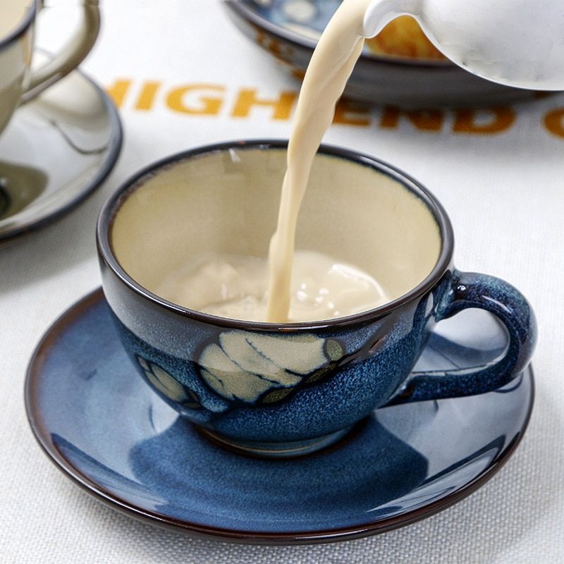 Ceramic Underglaze Hanging Ear Coffee Afternoon Tea Cup And Saucer Tea Set