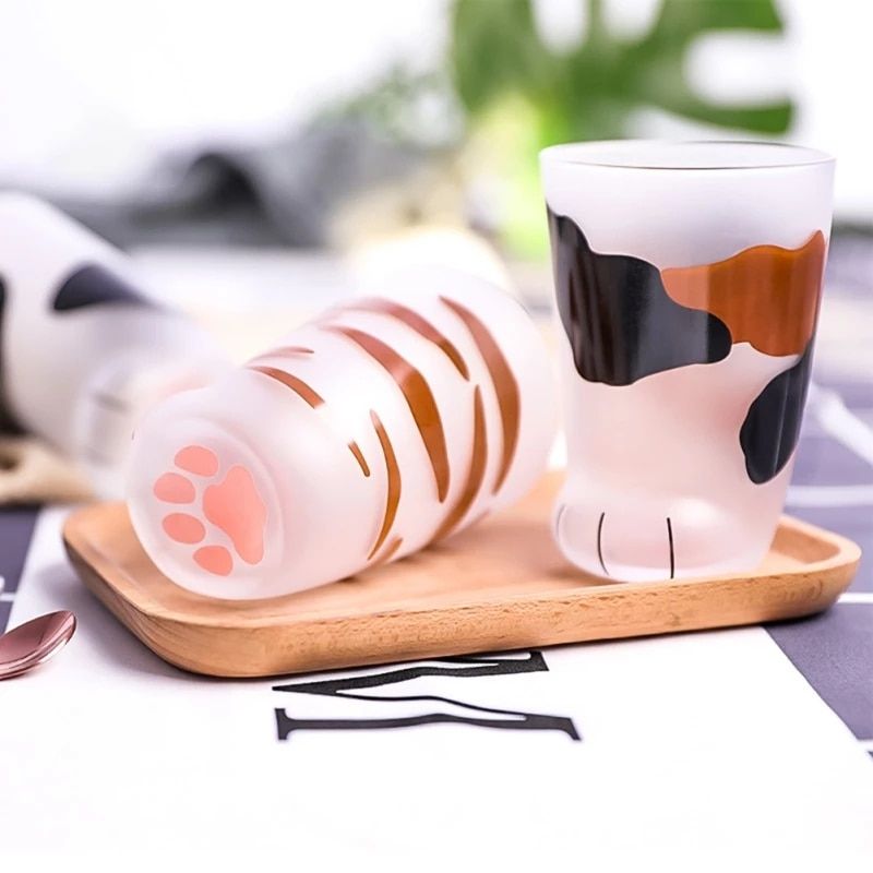 3 Style Cat Paw Cup 300ml Milk Glass Cup Cute Cat Foot Claw Print Mug