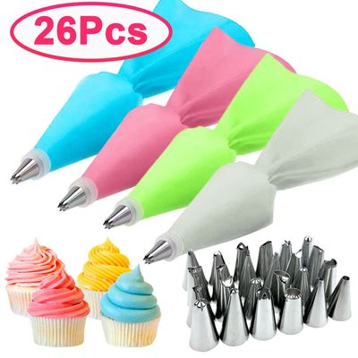 Silicone Pastry Bag Tips Kitchen Cake Icing Piping Cream Cake Decorating Tools