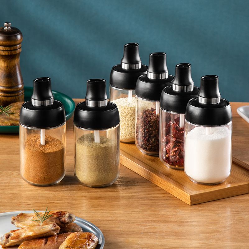 Self-Adhesive Glass Spice Jars