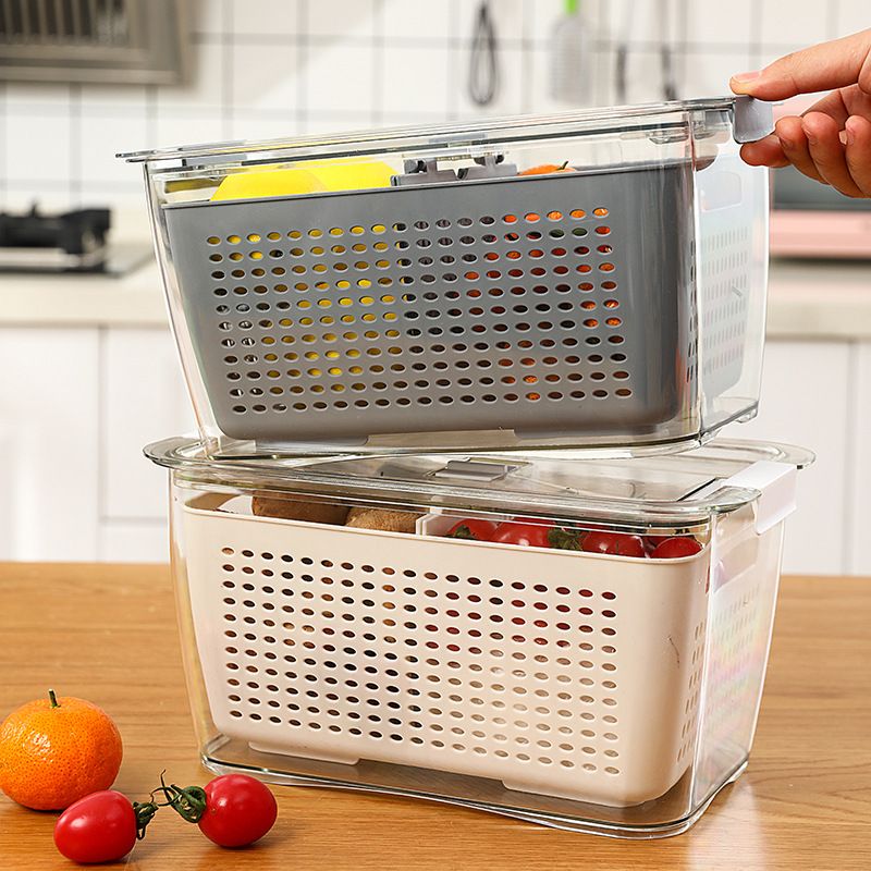 4.5L Fruit Vegetable Storage Box Washing Drainage Basket