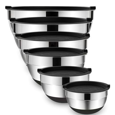 Mixing Bowls with Lids and Non Slip Bases Stainless Steel Mixing Bowls Set
